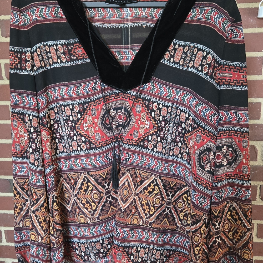 Sanctuary Multicolor Patterned V-Neck Blouse - image 1